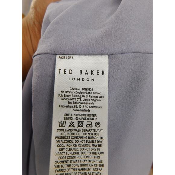 Ted Baker Lilac Gretia V-neck Printed Tie Front Mini Dress Size 2 Romantic - Picture 4 of 5